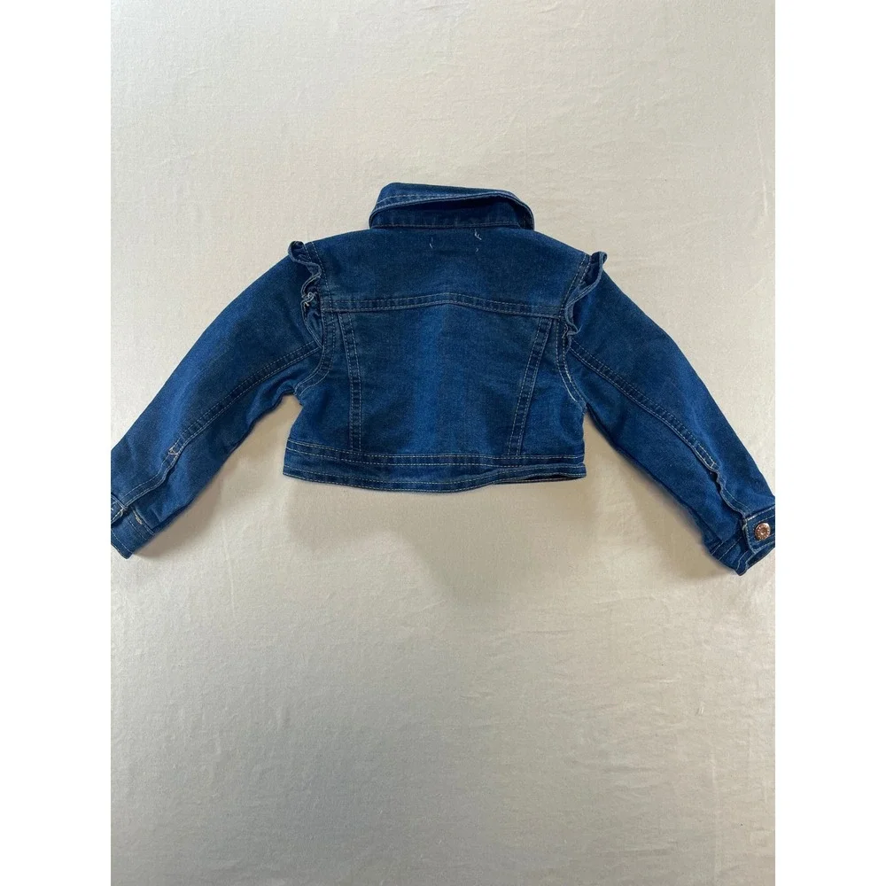 Nanette Lepore Girls Denim Jacket Blue Ruffle‎ Sleeves Size 18 Months